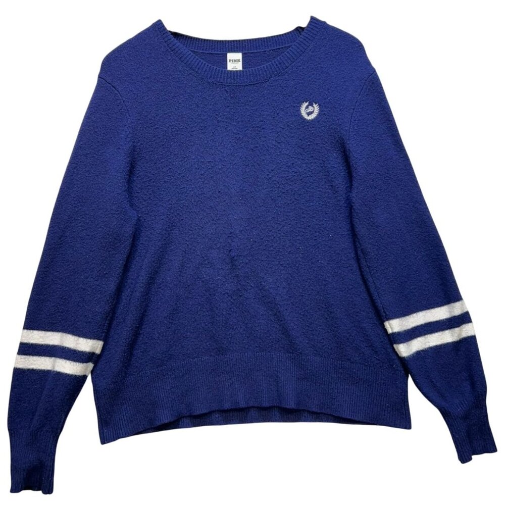 Victorias Secret Pink Womens Pullover Sweater Knit Stretch Sz L Blue
